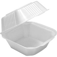 Pactiv Hinged Lid Sandwich Containers - Disposable - White - Foam Body - 125 / Pack