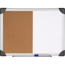 Lorell Dry Erase Aluminum Frame Cork Combo Boards - 18" Height x 24" Width - Natural Cork Surface - Self-healing - Aluminum Frame - 1 Each