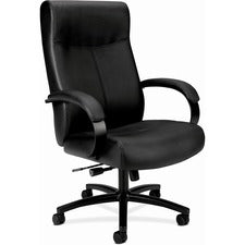 Validate Big And Tall Leather Chair, Supports Up To 450 Lb, 18.75" To 21.5" Seat Height, Black