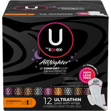 U by Kotex Ultra Thin Overnight Pads - WithWings - 6 / Carton - Absorbent,  Odor-absorbing, Individually Wrapped, Anti-leak