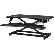 Lorell Electric Desk Riser with Wireless Device Charging - 20" Height x 19.3" Width x 33.5" Depth - Desktop - Black