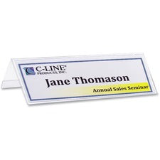 C-Line Heavyweight Rigid Plastic Name Tent Holder - Medium Size, 2-1/2 x 8-1/2, 25/BX, 87597