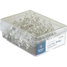 Business Source 1/2" Head Push Pins - 0.50" Head - 100 / Box - Clear