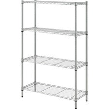 Lorell Light-Duty Wire Shelving - 4 Tier(s) - 54" Height x 36" Width x 14" Depth - Floor - Sturdy - Silver - Plastic, Metal, Steel - 1 Each