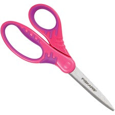 Fiskars Student Scissors - 2.80 Cutting Length - 7 Overall Length -  Left/Right - Stainless Steel - Pointed Tip - Turquoise, Red, Lime, Blue,  Pink, Purple - 1 Each