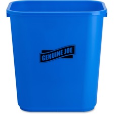 Genuine Joe 28-1/2 quart Recycle Wastebasket - 7.13 gal Capacity - Rectangular - 15" Height x 14.5" Width x 10.5" Depth - Blue, White - 1 Each