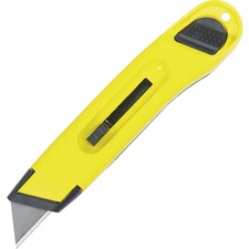 Plastic Light-duty Utility Knife With Retractable Blade, 6" Plastic Handle, Yellow