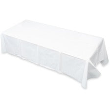 Paper Table Cover, Embossed Paper With Plastic Liner, 54" X 108", White, 20/carton