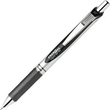 Pentel EnerGel RTX Liquid Gel Pens - Medium Pen Point - 0.7 mm Pen Point Size - Refillable - Retractable - Black Gel-based Ink - Silver Barrel - Stainless Steel, Metal Tip - 1 Dozen