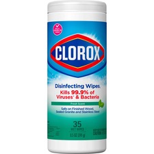 Clorox Disinfecting Cleaning Wipes - Ready-To-Use Wipe - Fresh Scent - 35 / Canister - 420 / Bundle - Green