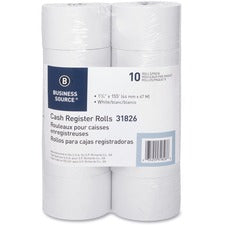 Business Source 1-Ply 155' Adding Machine Paper Rolls - 1 3/4" x 155 ft - 10 / Pack - SFI - Lint-free