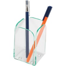 Lorell Acrylic Desktop Pencil Cup - Acrylic - 1 Each - Green, Transparent