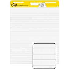 Post-it® Easel Pad - 30 Sheets - Ruled25" x 30" - Self-stick, Resist Bleed-through, Handle, Sturdy Backcard, Universal Slot, Repositionable, Adhesive Backing - 6 / Carton