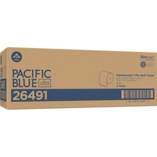 Pacific Blue Ultra High-Capacity Recycled Paper Towel Rolls - 7.87" x 1150 ft - White - Flexible - 3 Rolls Per Carton - 3 / Carton