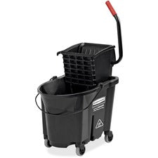 Rubbermaid Commercial WaveBrake Side Press Mop Bucket - 35 quart - Wringer - 19.8" x 16.1" - Tubular Steel, Plastic - Black - 1 / Carton