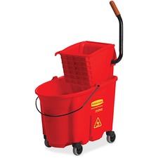 Rubbermaid Commercial WaveBrake 35 QT Side Press & Wringer - 35 quart - Splash Resistant - 36.5" x 15.7" x 20.1" - Tubular Steel, Plastic - Red - 1 / Carton