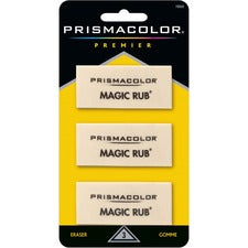 Prismacolor Magic Rub Eraser - White - Vinyl - 1" Width x 2.3" Height x 0.4" Depth x - 3 / Pack - Non-marring, Non-smudge, Smear Resistant