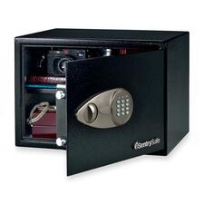Sentry Safe Security Safe with Electronic Lock - 1.20 ft� - Electronic, Key Lock - 2 Live-locking Bolt(s) - Internal Size 10.50" x 16.75" x 12.63" - Overall Size 10.6" x 17" x 14.8" - Black - Steel