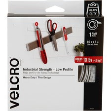 VELCRO&reg; 91110 Heavy Duty Industrial Strength - Low Profile - 10 ft Length x 1" Width - 1 / RollRoll - White