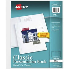 Avery&reg; White Presentation Book - Letter - 8 1/2" x 11" Sheet Size - 24 Sheet Capacity - Internal Pocket(s) - Polypropylene - Non-stick, Spill-free, Durable - 1 Each