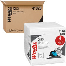 Power Clean X80 Heavy Duty Cloths, 1/4 Fold, 12.5 X 12, White, 50/box, 4 Boxes/carton