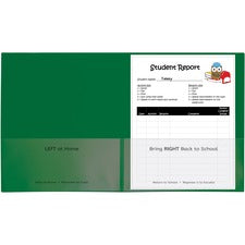 C-Line Classroom Connector Letter Report Cover - 8 1/2" x 11" - 2 Internal Pocket(s) - Green - 25 / Box