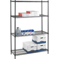 Lorell Starter Shelving Unit - 48" x 24" x 72" - 4 x Shelf(ves) - 4000 lb Load Capacity - Black - Steel