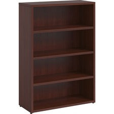 Lorell Prominence Mahogany Laminate Bookcase - 34" x 12"48" , 1" Top - 3 Shelve(s) - Band Edge - Material: Particleboard - Finish: Thermofused Melamine (TFM)