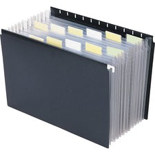 Smead Letter Expanding File - 8 1/2" x 11" - 7/8" Expansion - 13 Pocket(s) - 12 Divider(s) - Polypropylene - Black - 1 Each