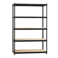 Lorell 2,300 lb Capacity Riveted Steel Shelving - 72" Height x 48" Width x 18" Depth - 30% Recycled - Black - Steel, Particleboard - 1 Each