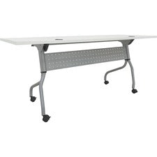 Lorell White Laminate Flip Top Training Table - White Top - Silver Base - 4 Legs - 23.60" Table Top Length x 72" Table Top Width - 29.50" Height - Assembly Required