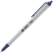 Business Source Retractable Ballpoint Pens - Medium Pen Point - Retractable - Blue - Gray Barrel - 1 Dozen