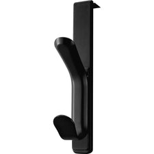 Lorell Over-the-panel Plastic Double Coat Hook - for Coat, Garment - Plastic - Black - 1 Each