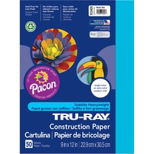 Tru-Ray Construction Paper - Art Project - 12"Width x 9"Length - 50 / Pack - Atomic Blue - Sulphite