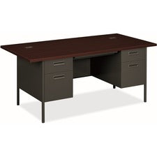 HON Metro Classic HP3276 Pedestal Desk - 72" x 36" x 29.5" - 5 x Box, File Drawer(s) - Double Pedestal - Square Edge - Finish: Charcoal