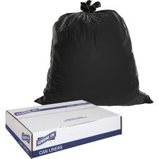 Genuine Joe Heavy-Duty Trash Can Liners - Extra Large Size - 60 gal Capacity - 39" Width x 56" Length - 1.50 mil (38 Micron) Thickness - Low Density - Black - 50/Box