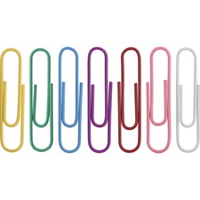 Business Source Vinyl-coated Gem Clips - Jumbo - 2" Length x 0.5" Width - for Paper - Rust Resistant - 250 / Box - Assorted