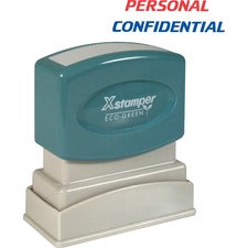 Xstamper PERSONAL CONFIDENTIAL Stamp - Message Stamp - "PERSONAL/CONFIDENTIAL" - 0.50" Impression Width - 100000 Impression(s) - Red, Blue - Polymer Polymer - Recycled - 1 Each