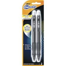 Bic Gel-ocity Gel Pen, Long Lasting, Medium, 0.7 mm - 2 gel pens