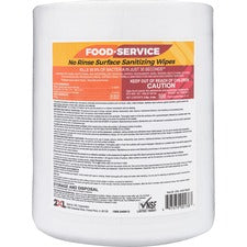 2XL No Rinse Foodservice Sanitizing Wipes - 6" x 8" - White - Alcohol-free, Phenol-free, Bleach-free, Ammonia-free, Non-toxic, Non-irritating - For Food Service - 500 / Roll