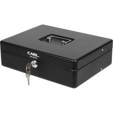 CARL Bill Slots Steel Security Cash Box - 4 Bill - 5 Coin - Steel - Black - 3.5" Height x 10" Width x 7" Depth