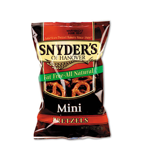 Mini Pretzels, 0.92 Oz Bags, 36 Bags/carton, Ships In 1-3 Business Days