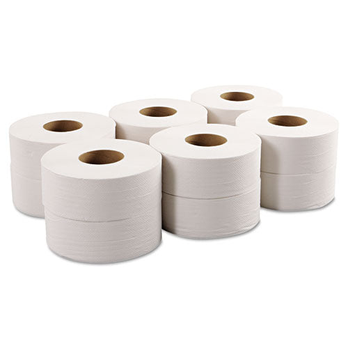 Jumbo Roll Bath Tissue, Septic Safe, 2-ply, White, 3.3" X 700 Ft, 12/carton