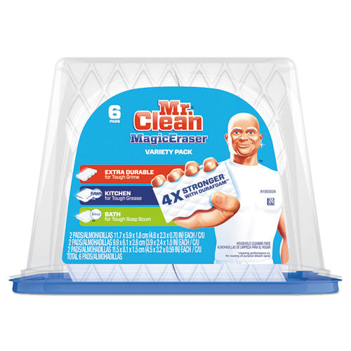 Magic Eraser Variety Pack, Extra Durable; Bath; Kitchen, 4.6 X 2.3, 0.7" Thick, White, 6/pack, 8 Packs/carton