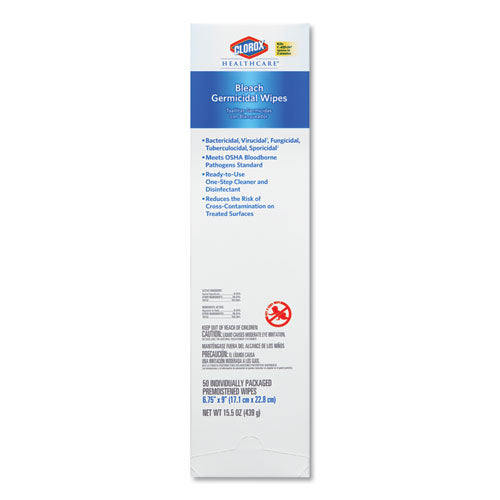 Bleach Germicidal Wipes, 1-ply, 6 X 5, Unscented, White, 150/canister, 6 Canisters/carton