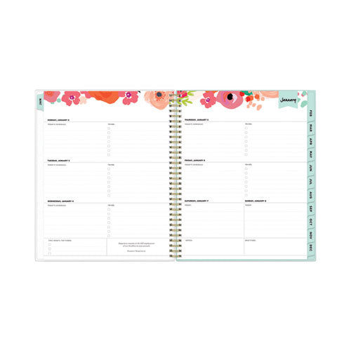Day Designer Secret Garden Mint Frosted Weekly/monthly Planner, 11 X 8.5, Multicolor Cover, 12-month (jan To Dec): 2023