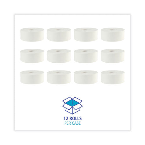 Jrt Bath Tissue, Jumbo, Septic Safe, 2-ply, White, 3.5" X 1,000 Ft, 12 Rolls/carton