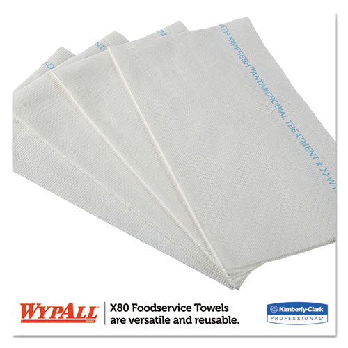 X80 Foodservice Towel, Kimfresh Antimicrobial Hydroknit, 12 X 23.4, Unscented, White/blue Stripe, 150/carton