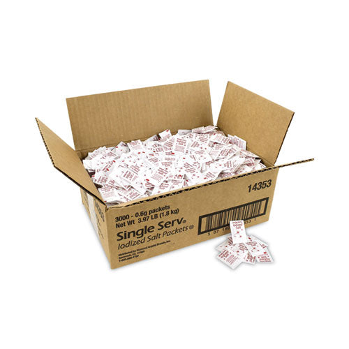 Iodized Salt Packet, 0.6 G Packet, 3,000/box, Ships In 1-3 Business Days
