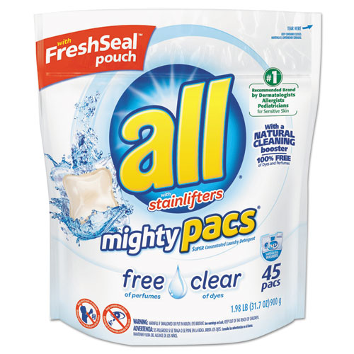 Mighty Pacs Free And Clear Super Concentrated Laundry Detergent, 39/pack